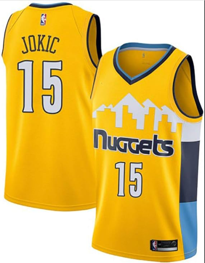 Youth Denver Nuggets #15 Nikola Jokic yellow 2025 NBA jersey->oakland athletics->MLB Jersey